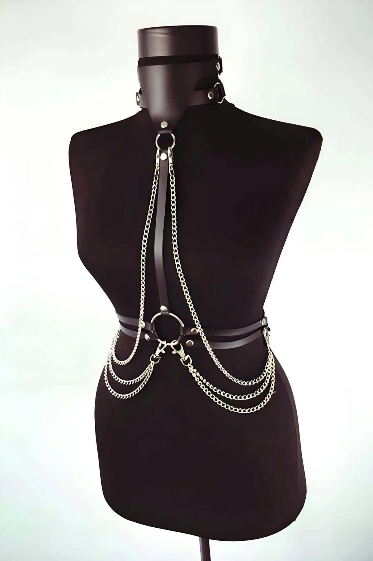 Full Body Harness with Detachable Chain