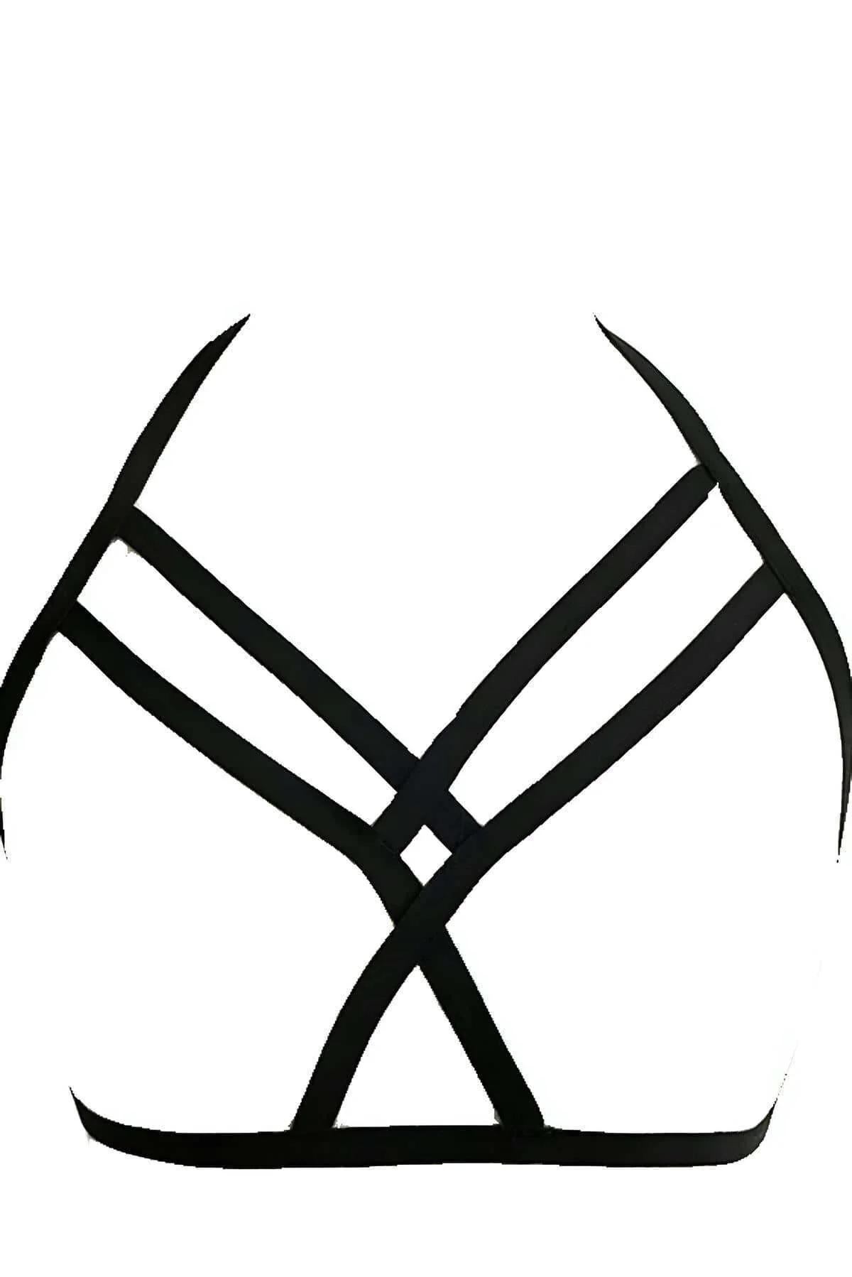 Strappy Black Vegan Leather Chest Harness