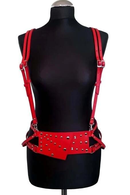 Studded Faux Leather Body Harness with Adjustable Straps