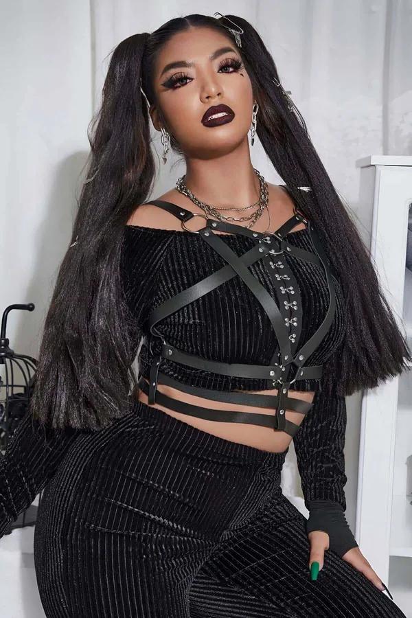 Adjustable Strappy Faux Leather Body Harness