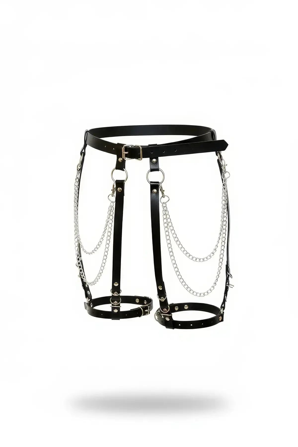 Chain Detail Faux Leather Body Harness