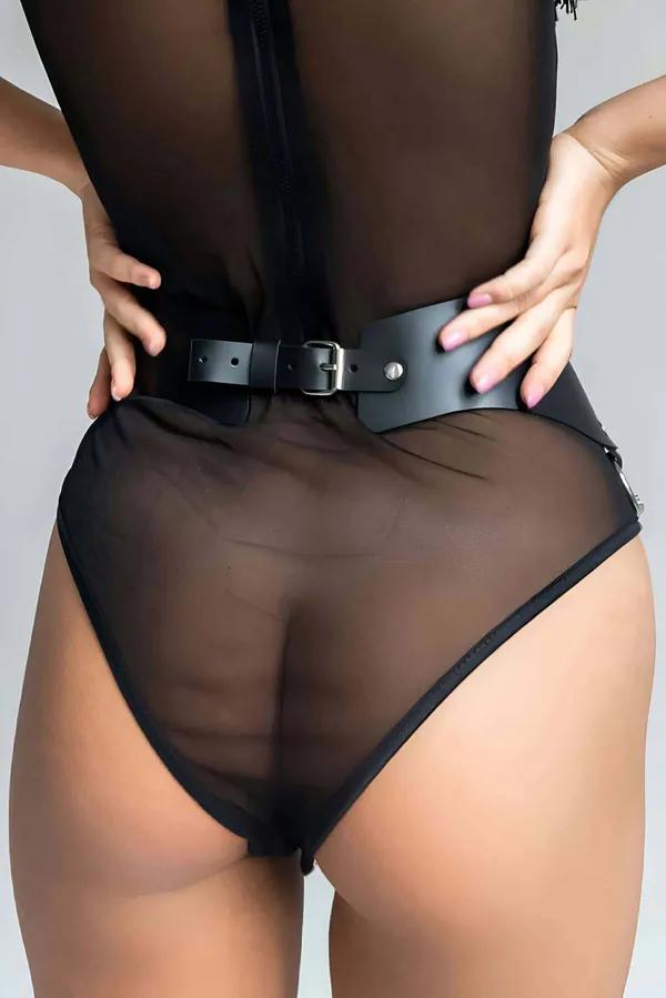 Wide Waist Belt with Cascading Chain Detail