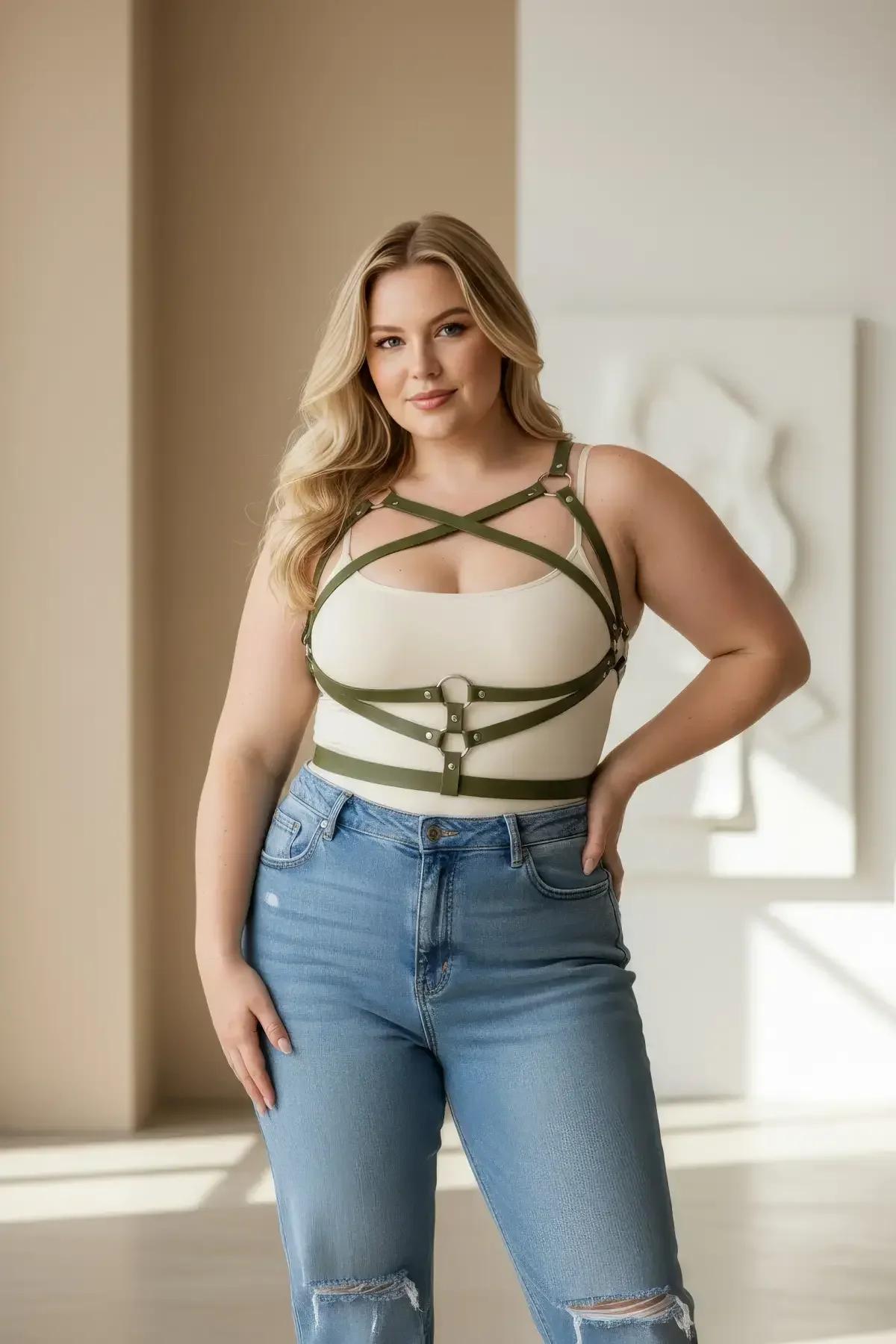 Criss-Cross Faux Leather Chest & Waist Harness