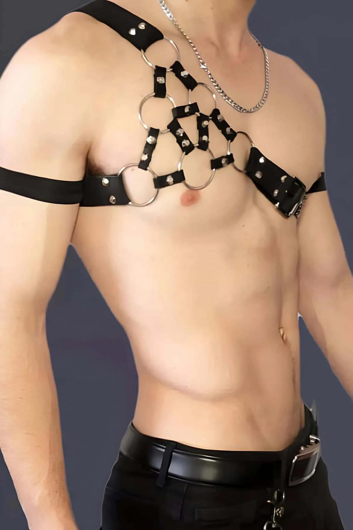 O-Ring & Chain Detail Faux Leather Harness