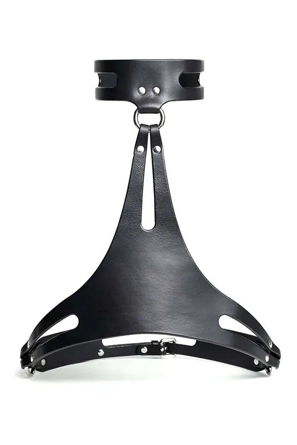 Faux Leather Chest Harness with Cut-Out Choker