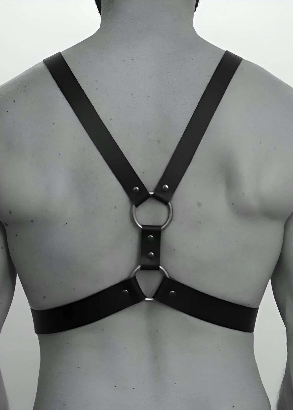 Adjustable Faux Leather Chest Body Harness with Buckles
