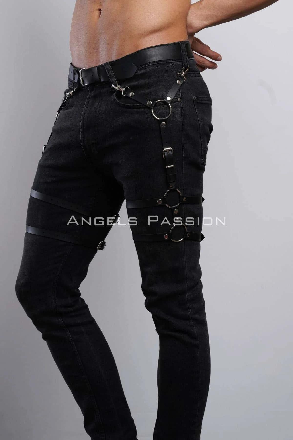 Adjustable Leather Leg Harness with O-Rings