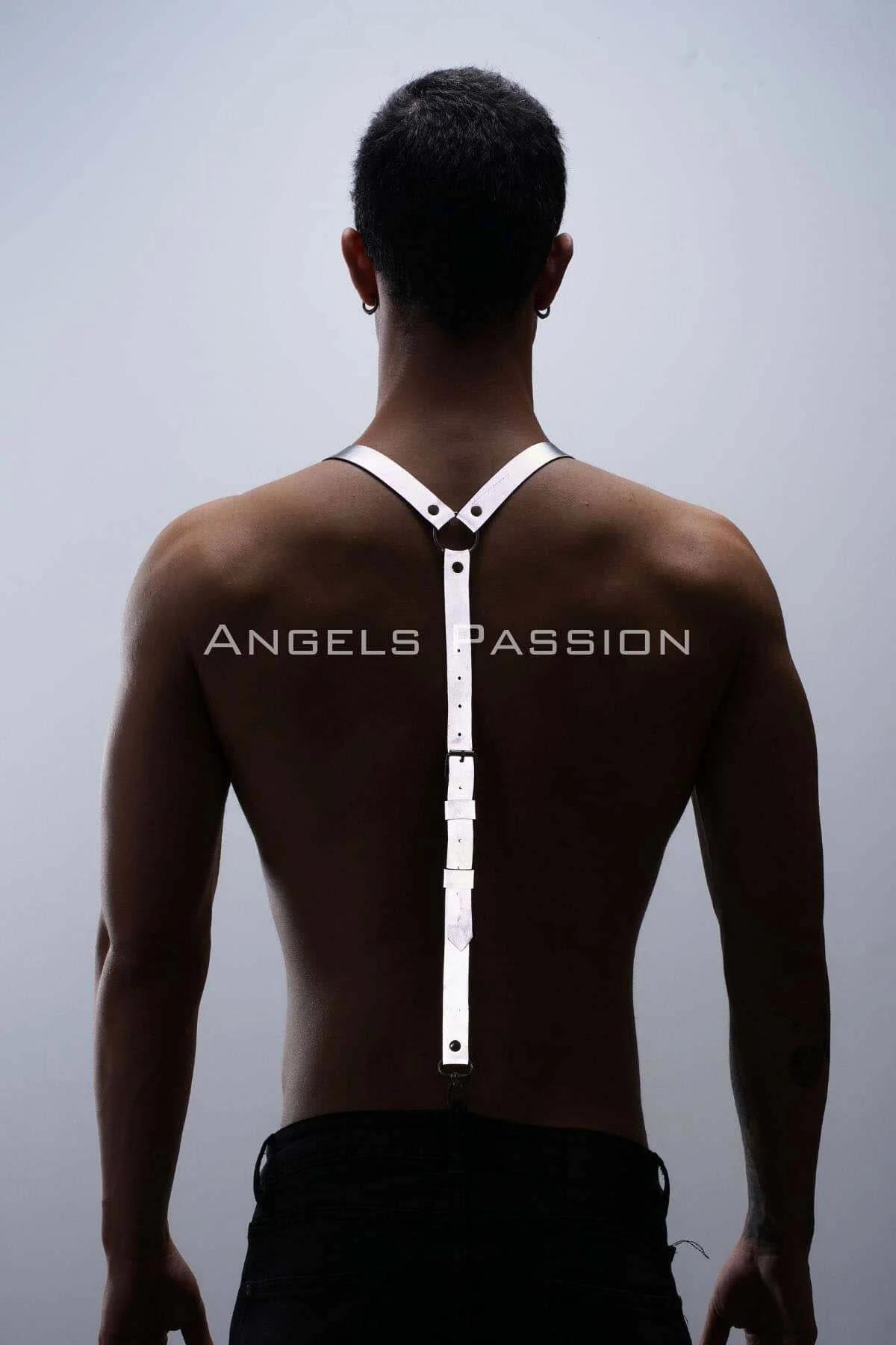 Reflective Suspenders Harness with Silver Clasps