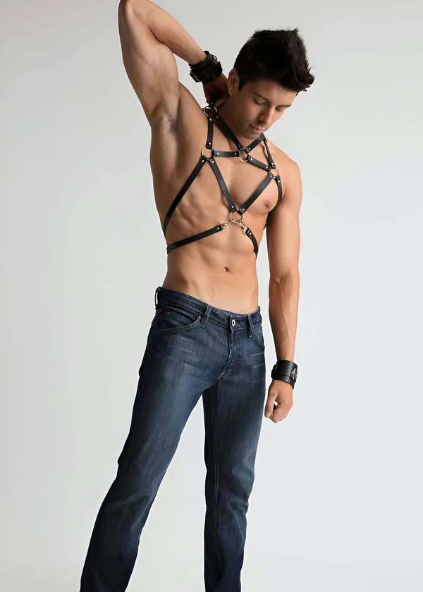 Chest Harness with Intersecting Straps & O-Rings