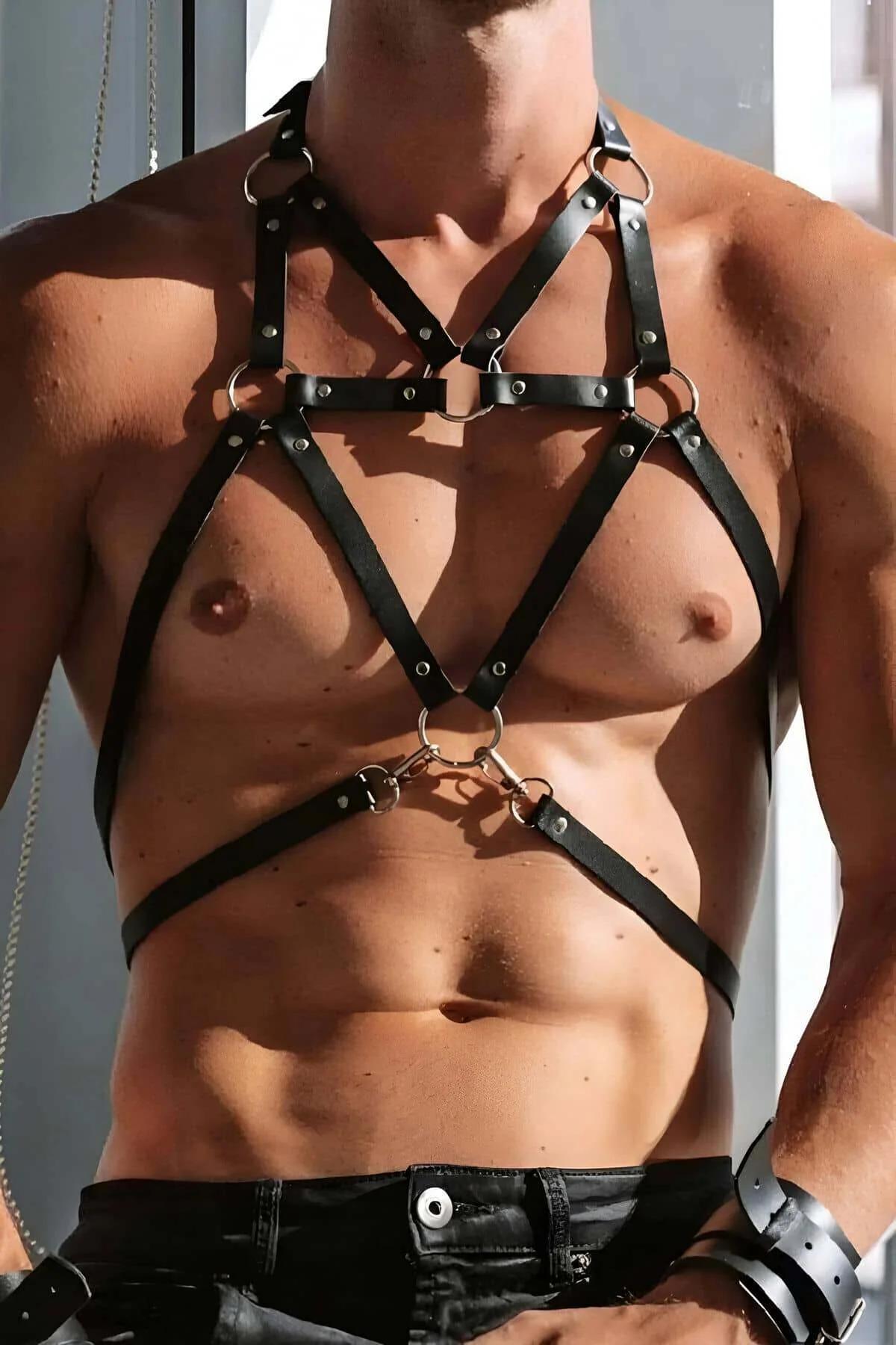 Caged Chest Body Harness with Multiple O-Rings