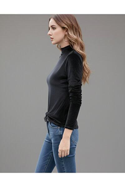 WAYS Siyah Kadife Balıkçı Yakalı Body Slim Fit Trend & Şık Tasarım