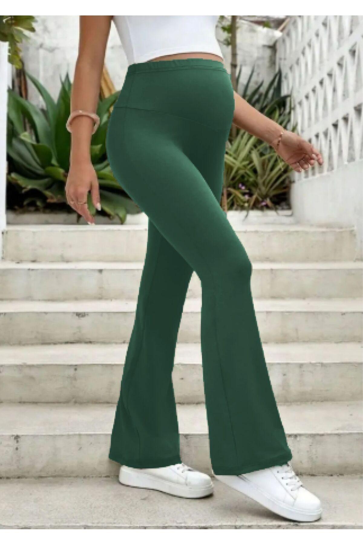 Women's Emerald Green Scuba Flared Maternity Leggings