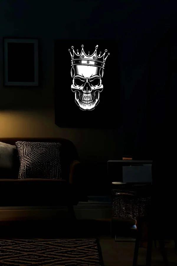 Reflective Crowned Skull Canvas Wall Art