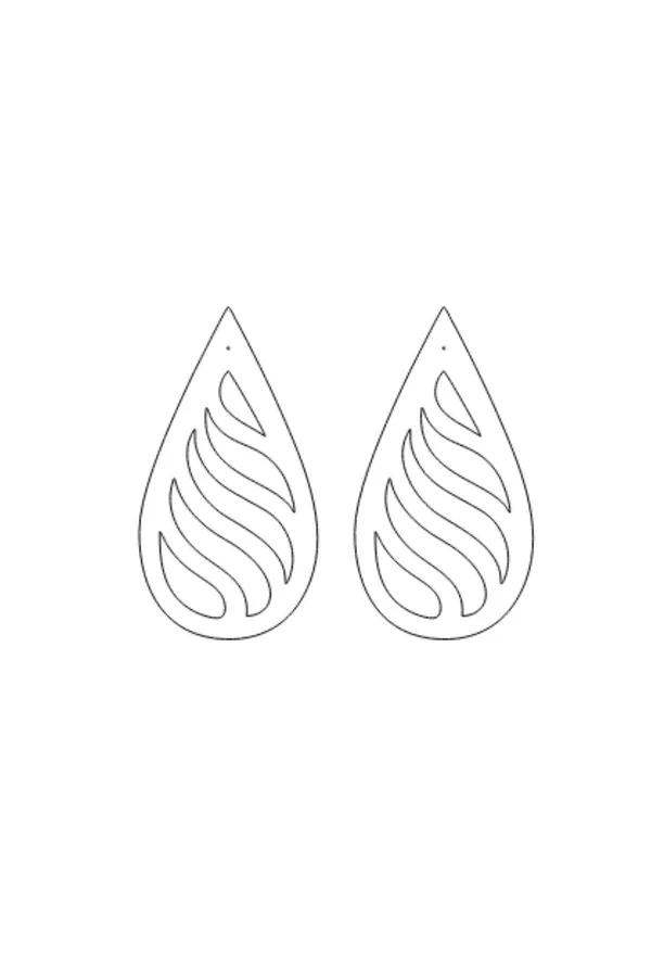 Reflective Teardrop Earrings with Laser Cut Wave Design