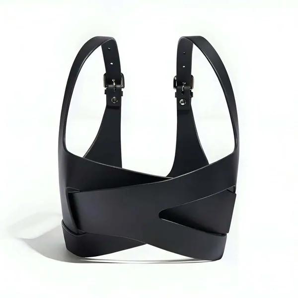 Criss-Cross Faux Leather Chest Harness Top
