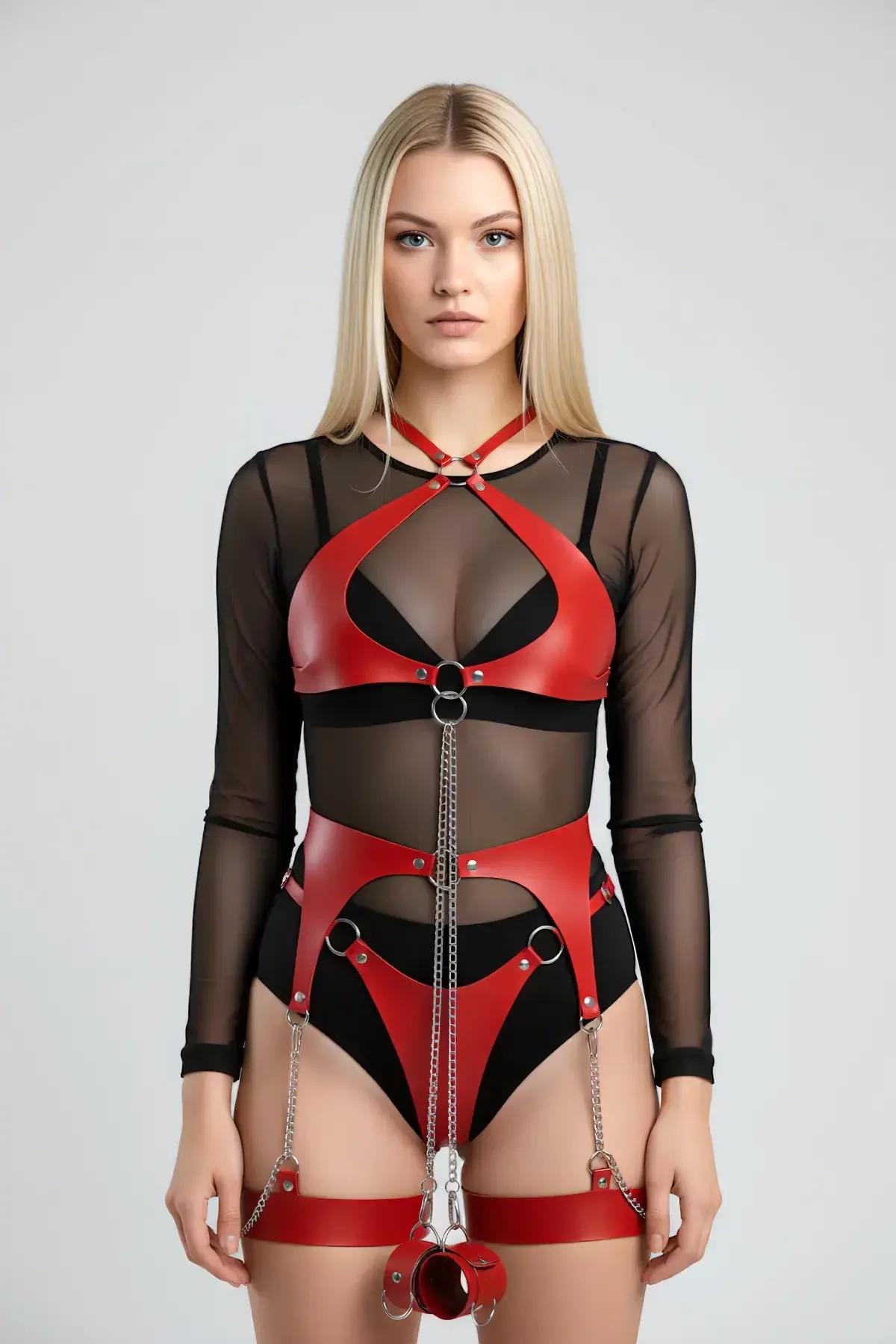 Full Body Harness with Thigh Straps and Chain Detail