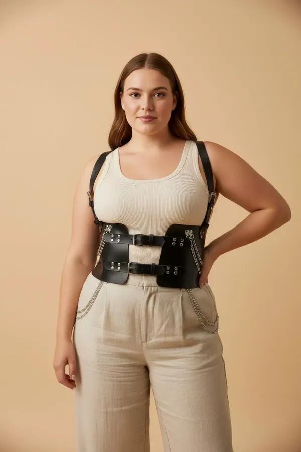 Underbust Body Harness with Chain Accents