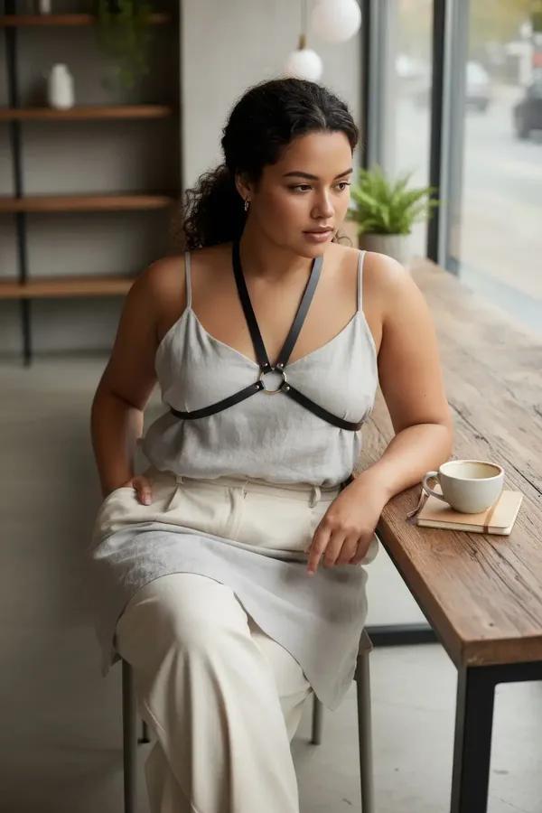 Minimalist Underbust Harness with Gold O-Ring