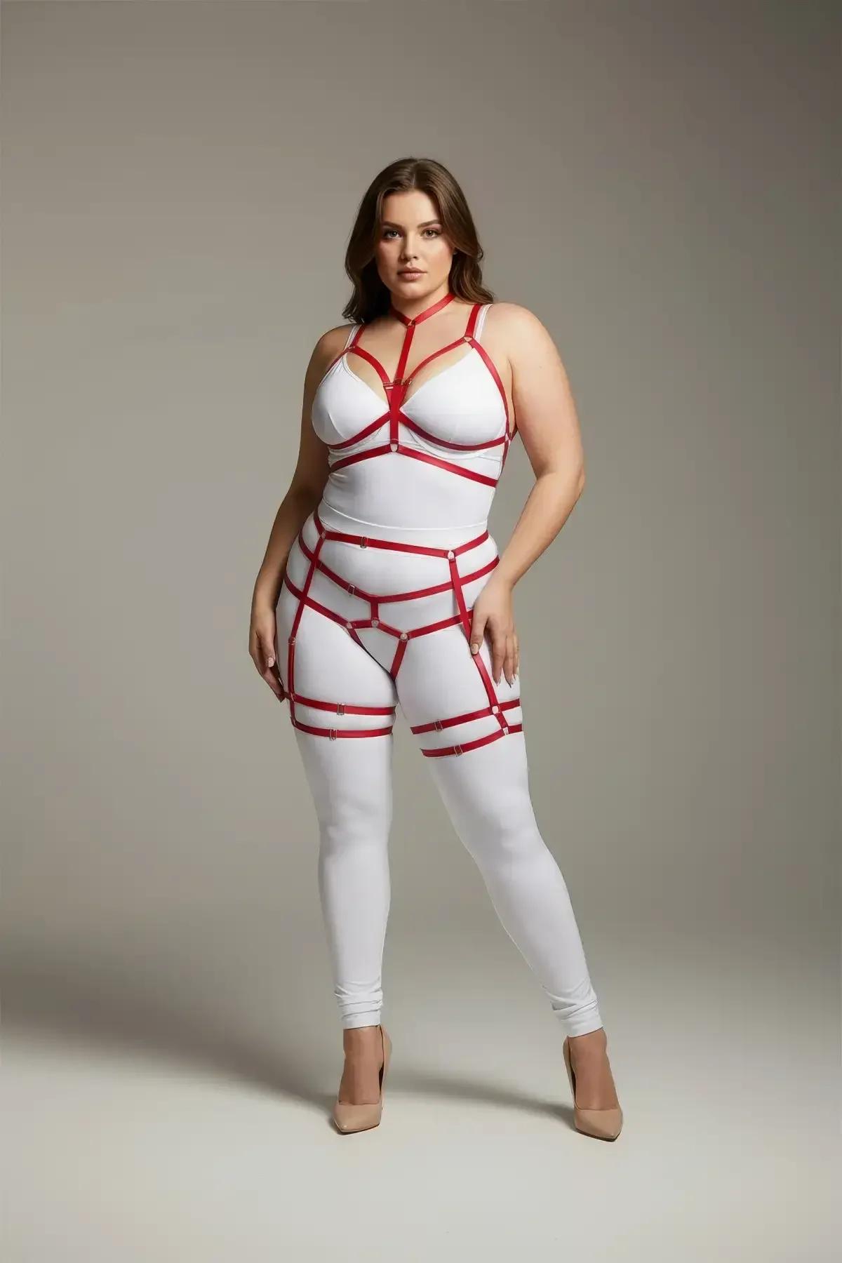 Strappy Full Body Harness with Adjustable Leg Garters