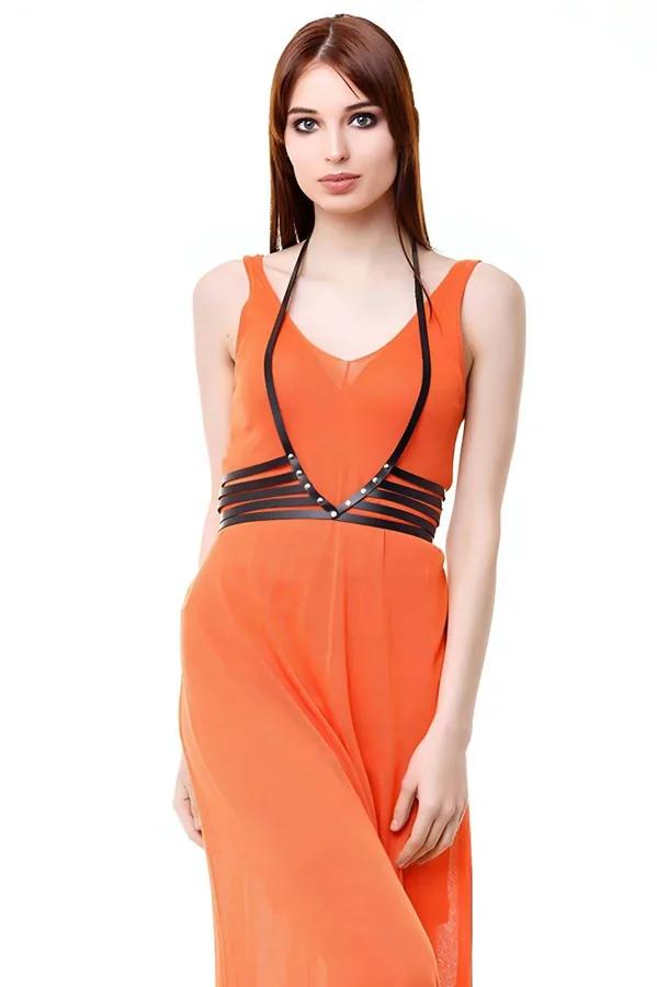 V-Neck Strappy Body Harness with Studs