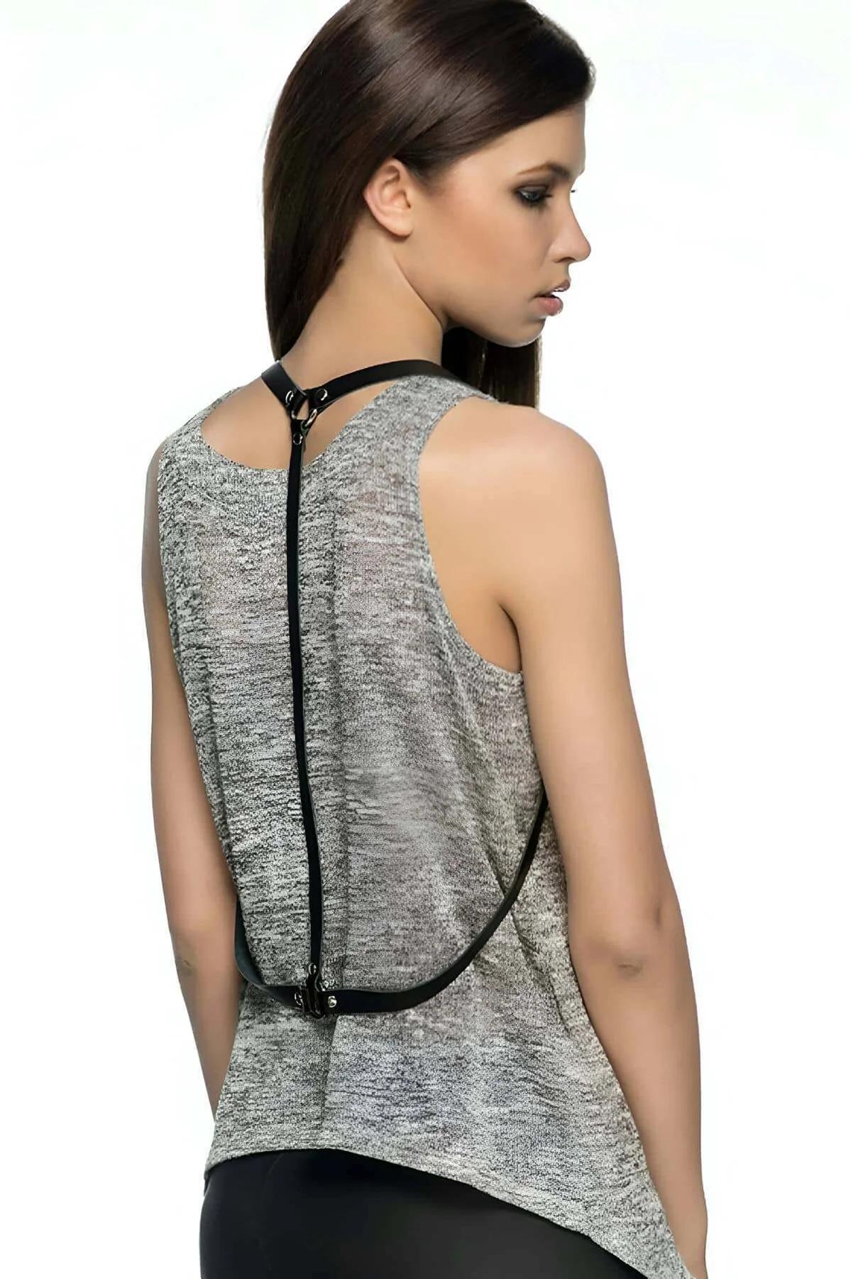 Minimalist Faux Leather Body Harness with O-Ring
