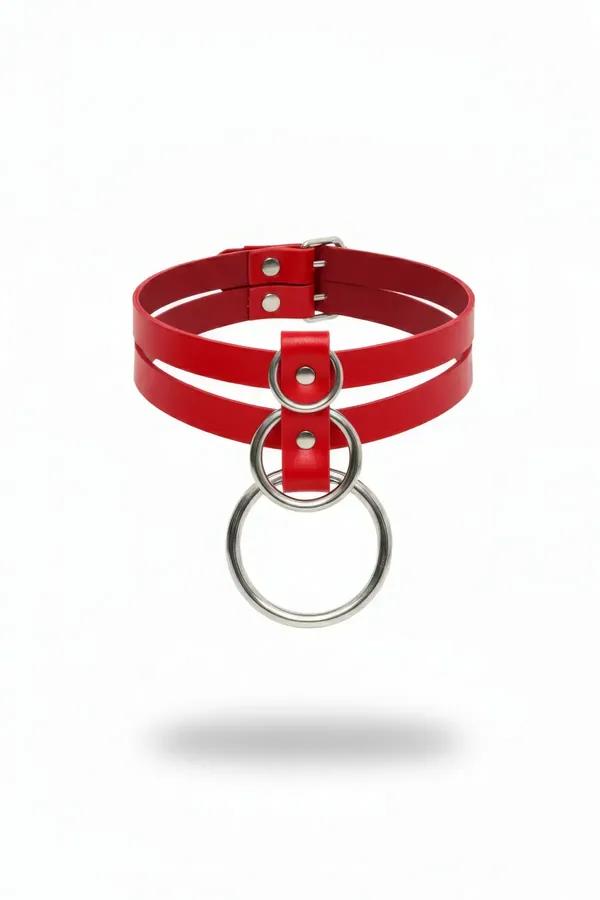 Double Strap Choker with Large O-Ring Detail