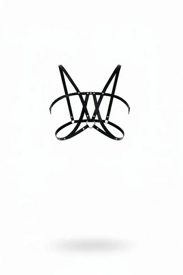 Cross-Tie Chest Harness with O-Ring and Rivet Details