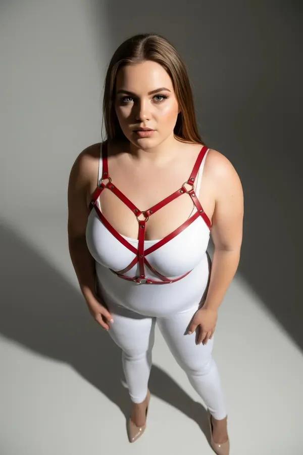 Strappy Red Faux Leather Body Harness