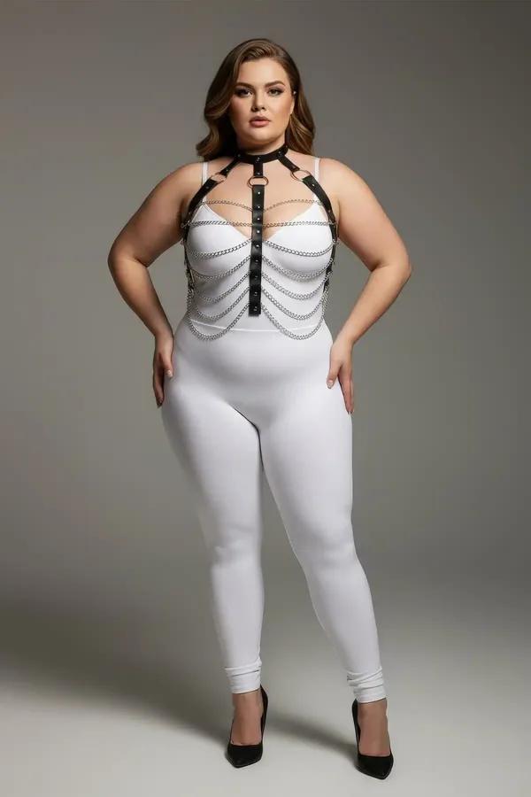 Chain Detail Faux Leather Body Harness