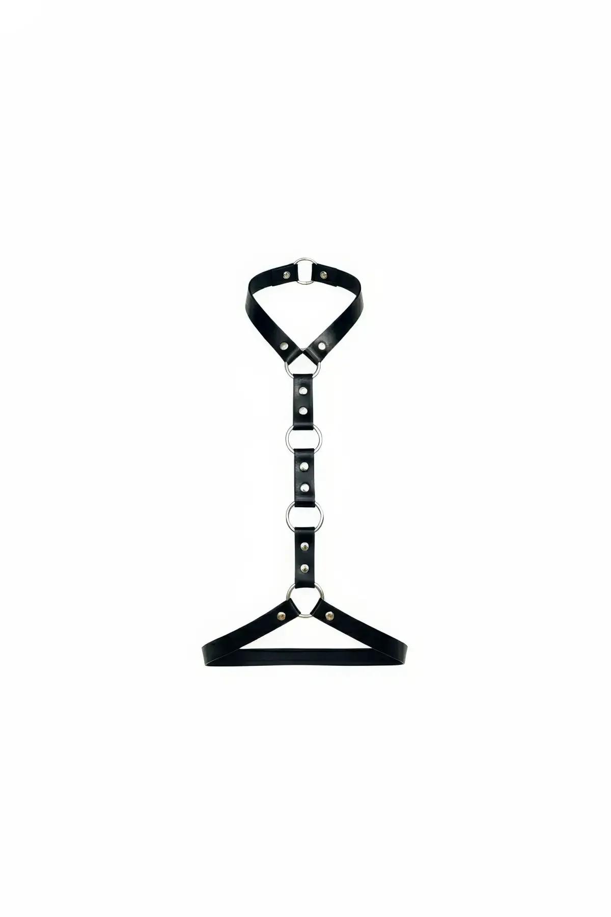 Adjustable O-Ring Faux Leather Choker Harness