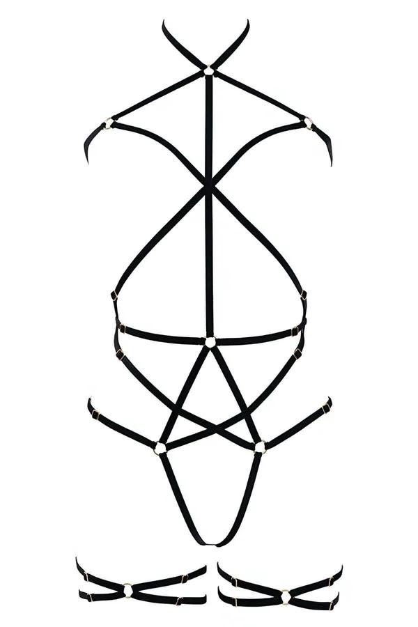 Full Body Cage Harness with Gold O-Rings