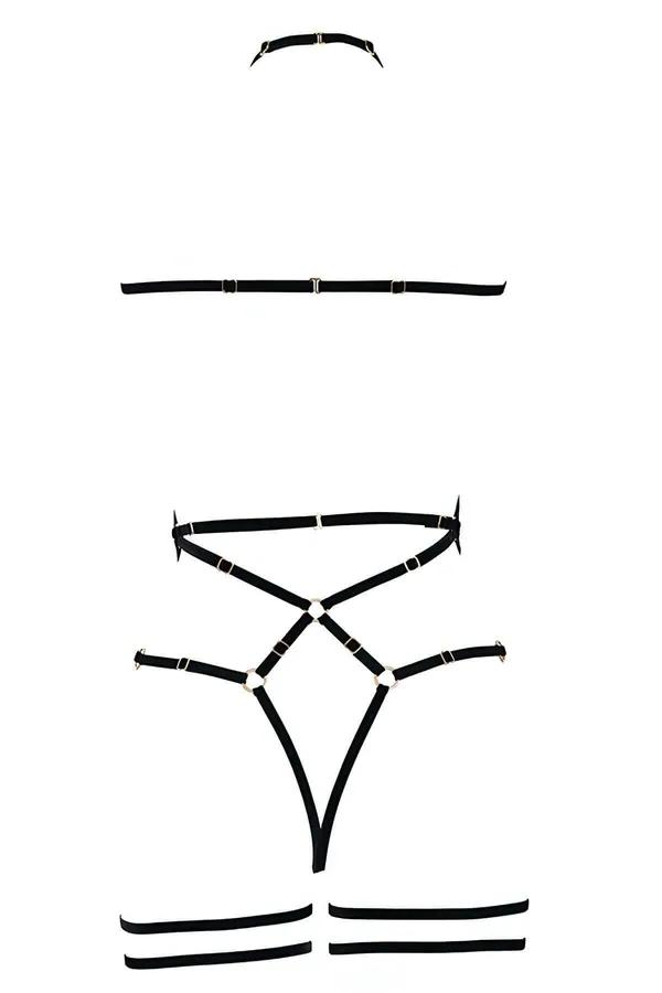 Full Body Cage Harness with Gold O-Rings