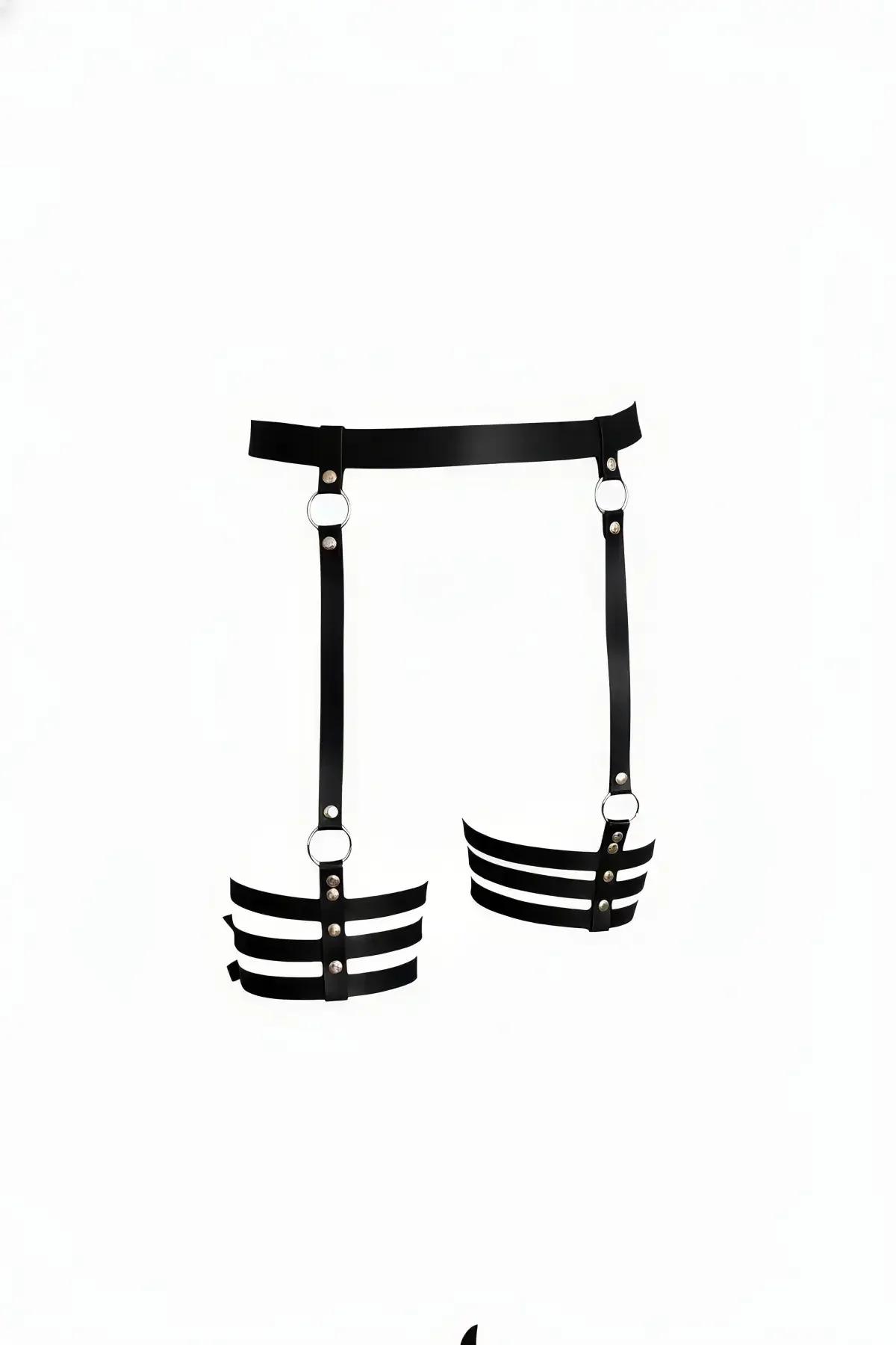 Triple-Strap Thigh Garter Harness with O-Ring Detail