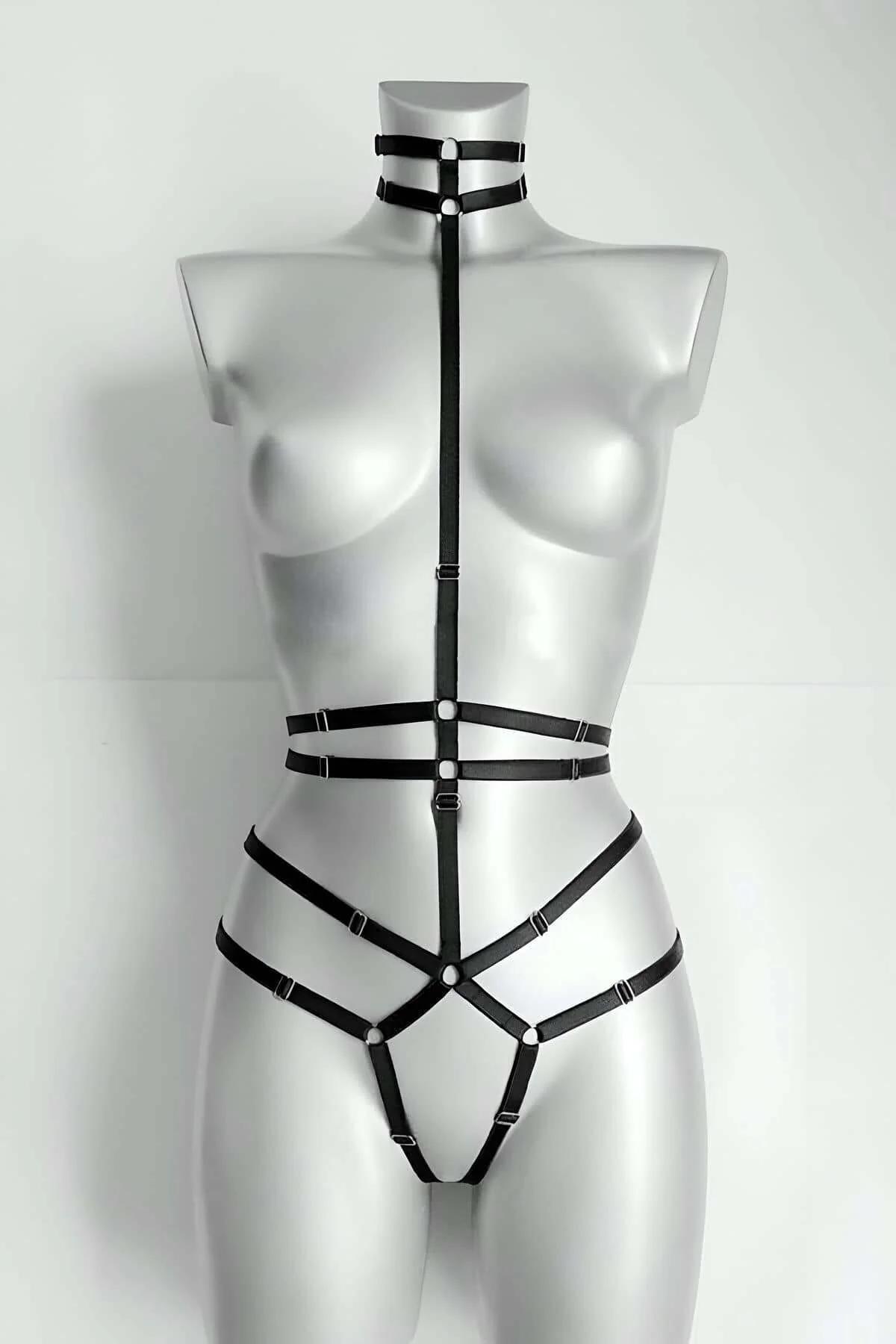 Strappy Full Body Harness with Neck Collar