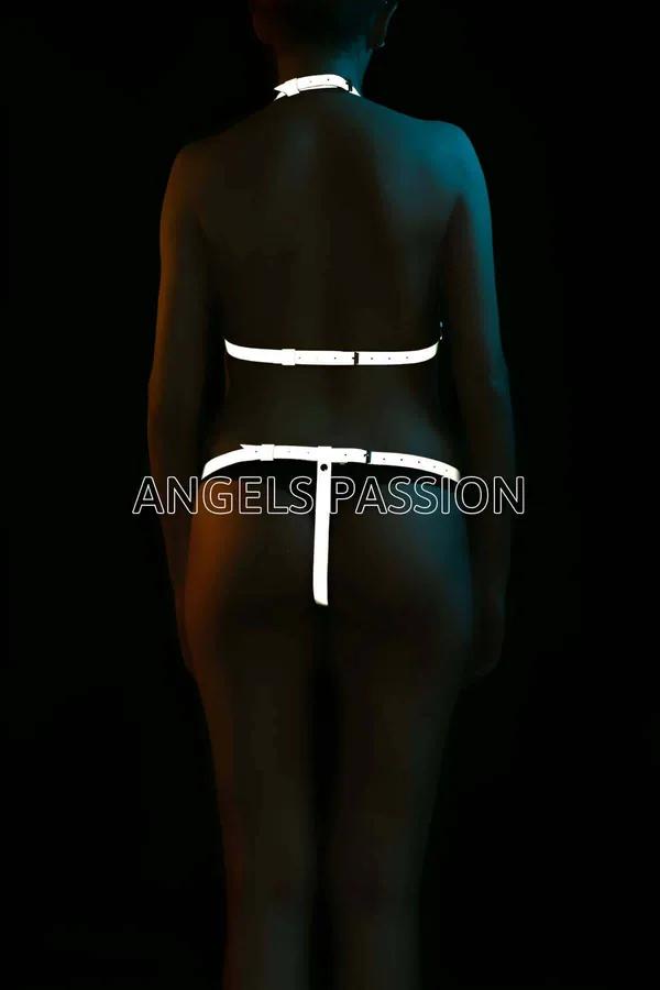 Reflective Geometric Harness Set with Bra & Briefs