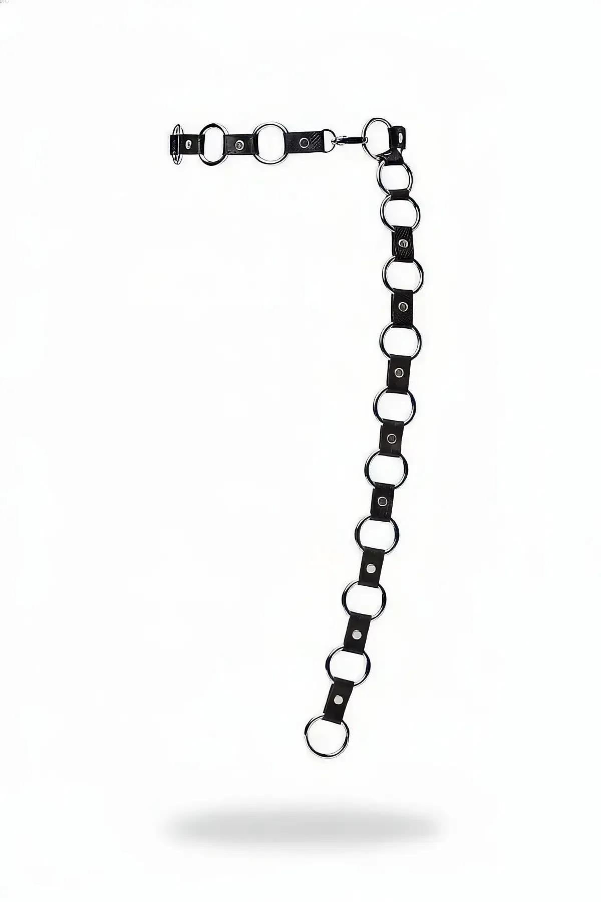 Black Faux Leather O-Ring Belt Chain Waist Harness