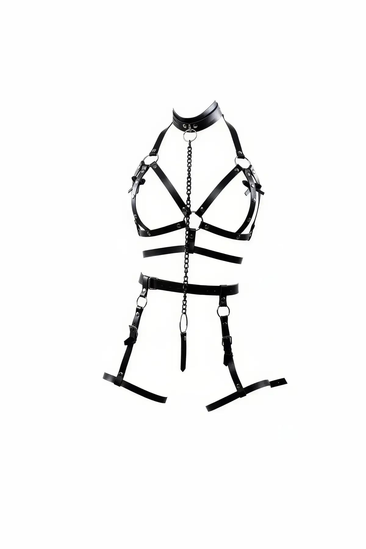 Full Body Harness with Chain and Garter Straps