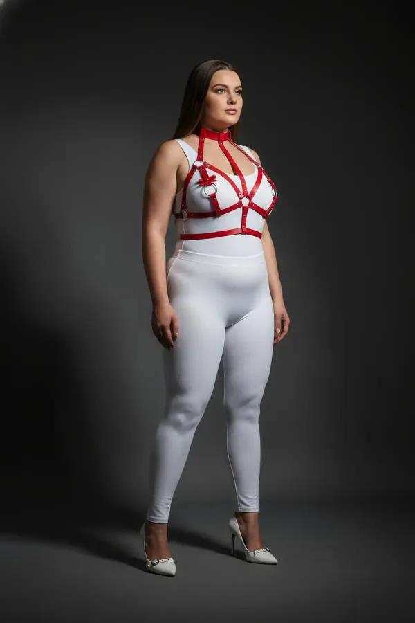 Red Strappy Harness with O-Ring Detail