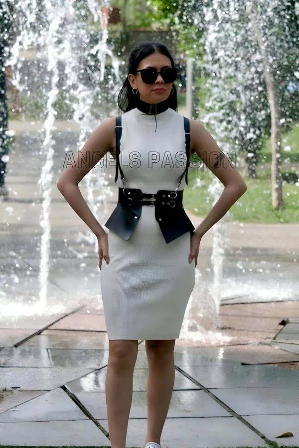 Structured Faux Leather Waist Harness with Wide Panels