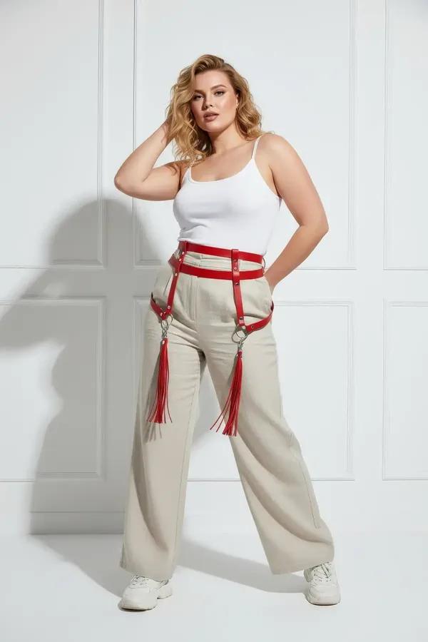 Red Waist Harness with Detachable Tassel Thigh Straps