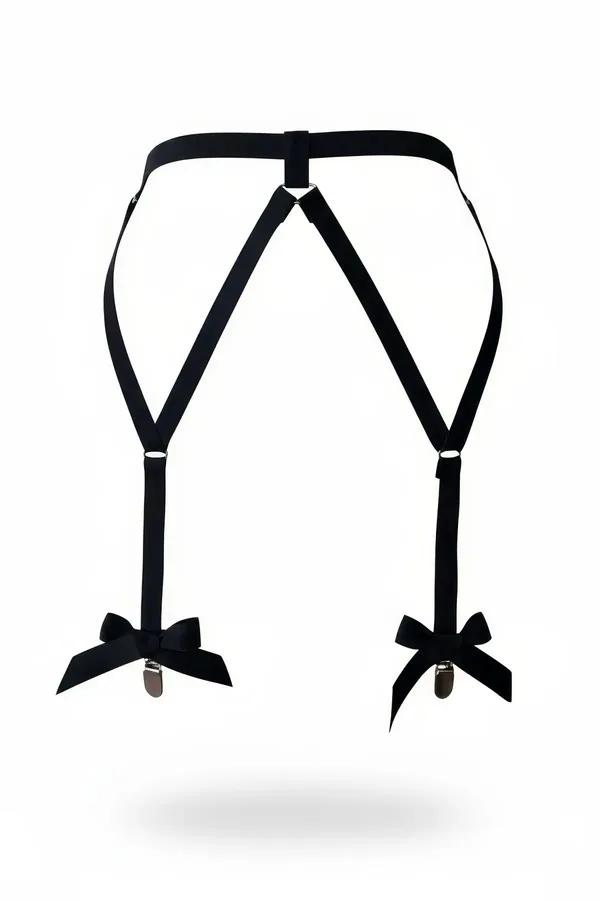 Elastic Leg Garter Harness with Playful Bow Clips