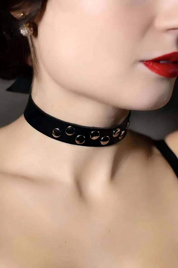 Adjustable Faux Leather Choker with Buckle