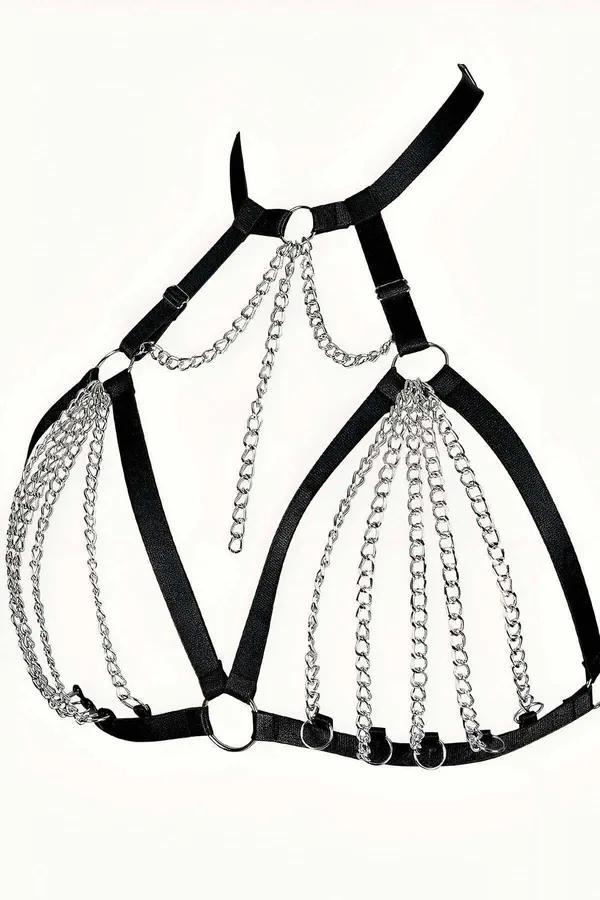 Chainmail Body Harness with O-Ring Accents
