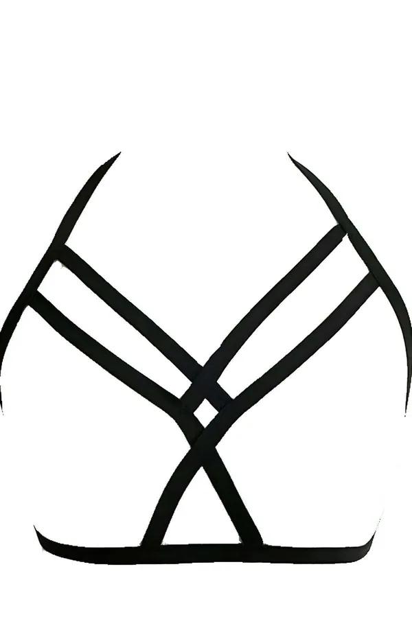 Strappy Black Vegan Leather Chest Harness