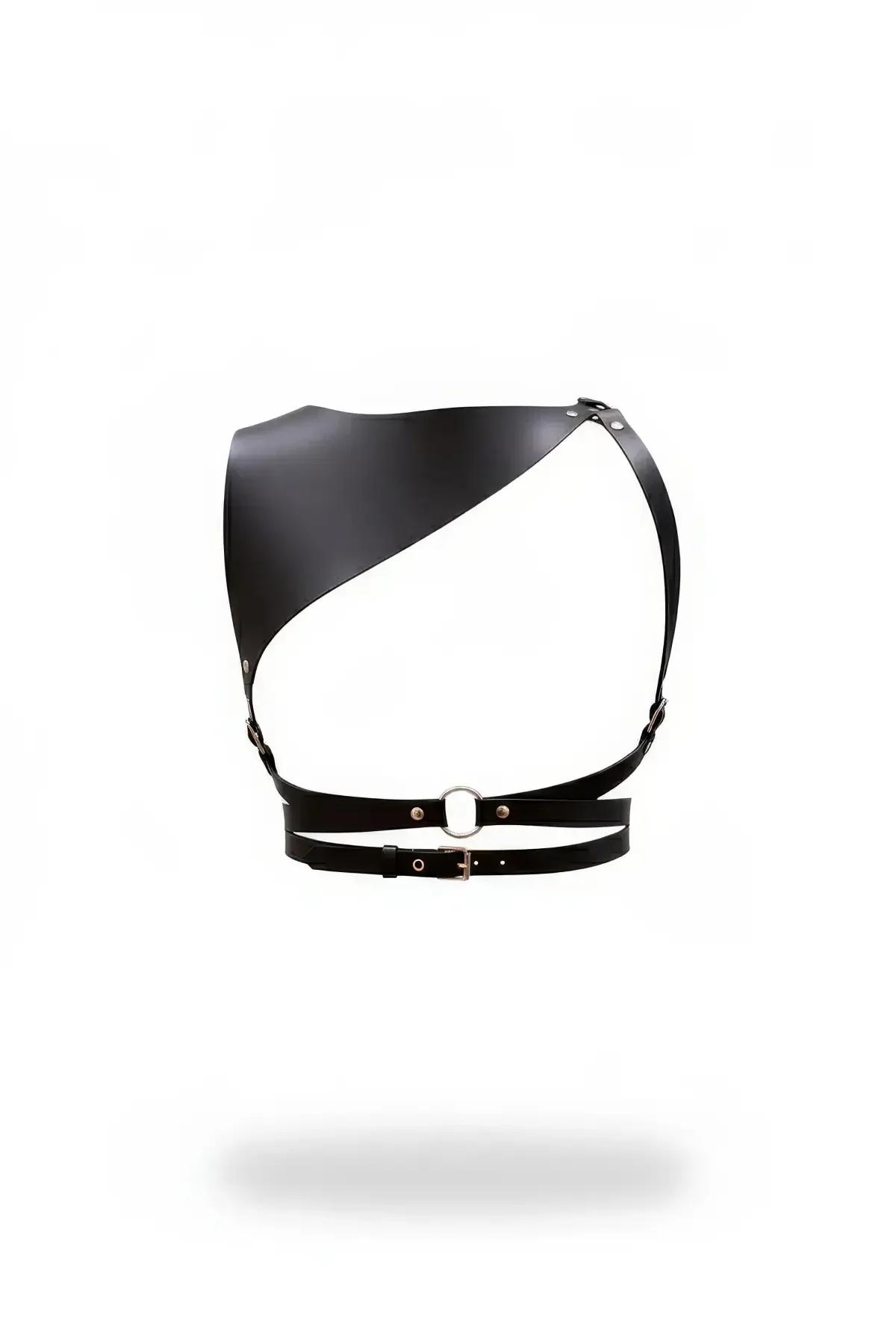 Asymmetrical Faux Leather Panel Chest Harness