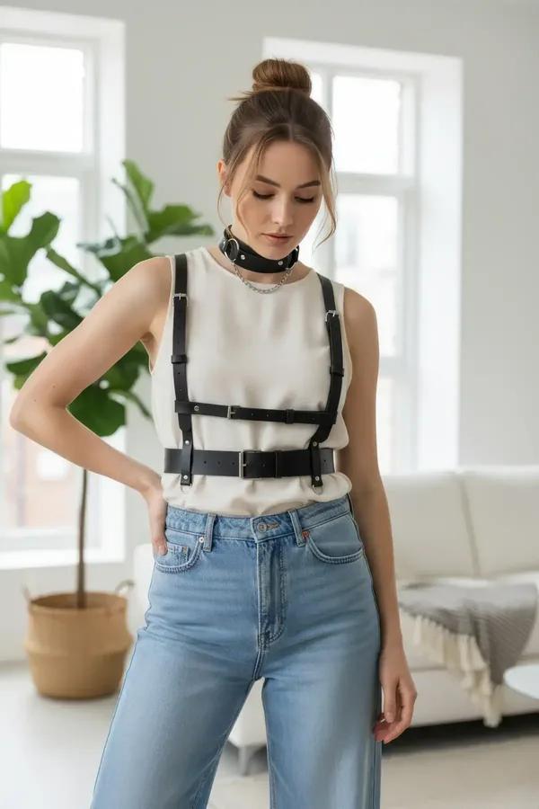 Double-Buckle Waist Harness with Integrated Choker