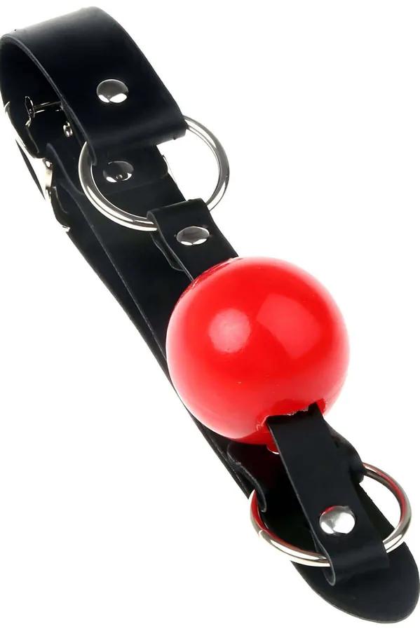 Adjustable Vegan Leather Ball Gag with Red Ball