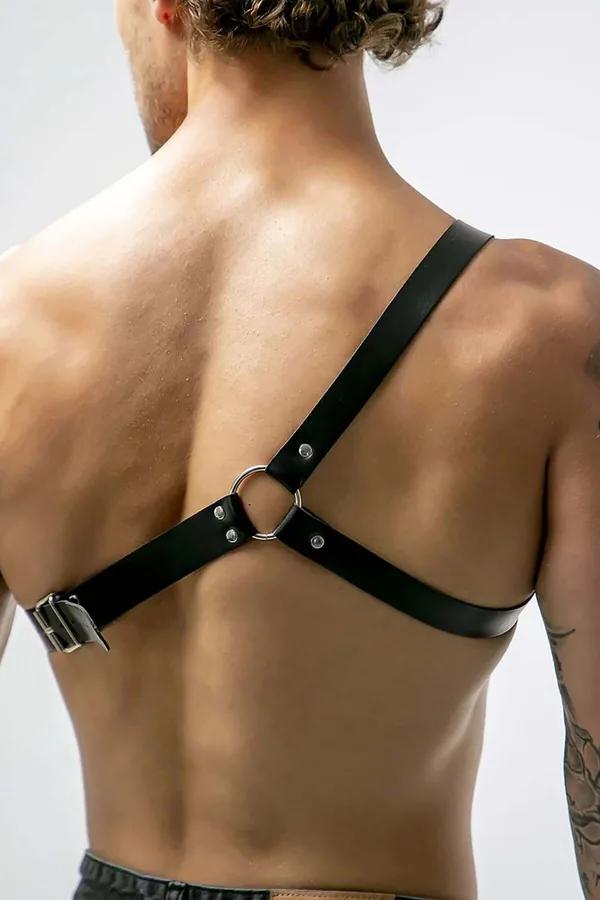 Asymmetrical Faux Leather Chest Harness