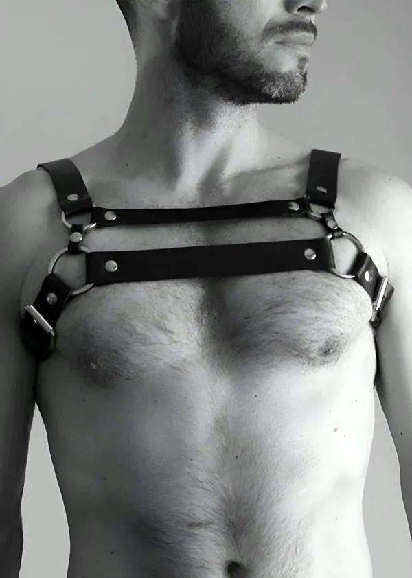 Mens Adjustable Chest Harness with Parallel Straps & O-Rings