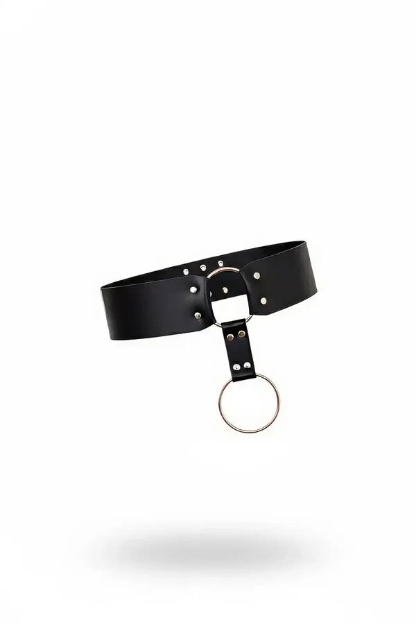 siyah kalın suni deri bel kemeri gümüş metal O-ring detaylı kadın aksesuar